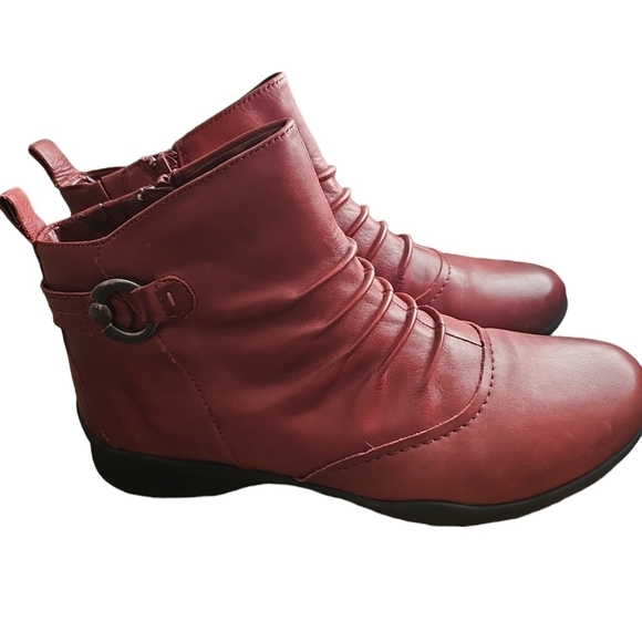 Earth Alta Bordeaux red leather ankle boots sz 9 - Picture 1 of 6